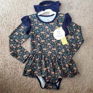NWT Slumber Sprouts bamboo twirl onesie and headband 18-24months